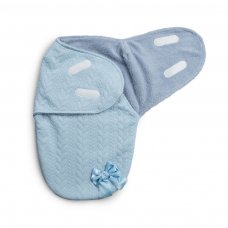 SW120-B: Blue Cable Swaddle Wrap w/Bow